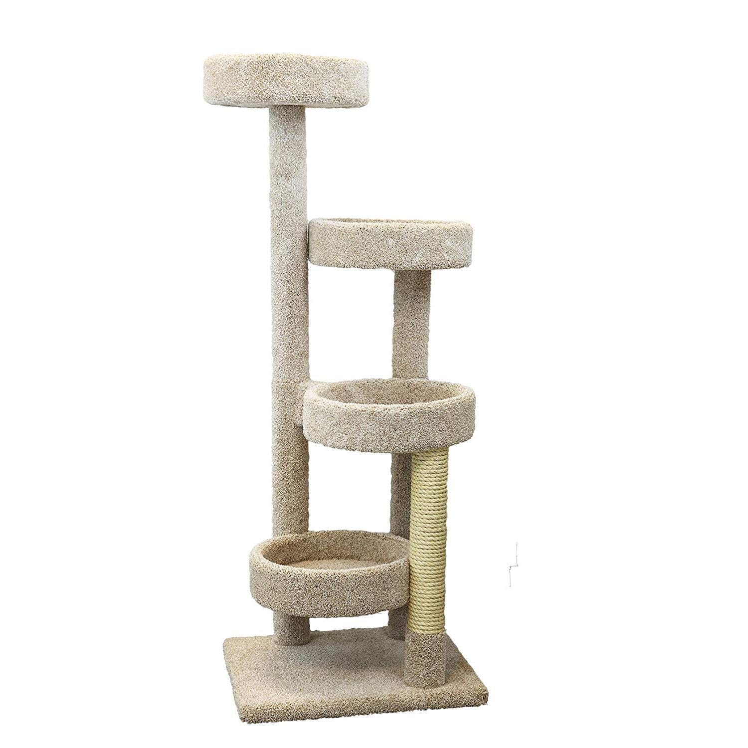 Cat Scratching Post - Beigefarbener Kratzbaum mit Kratzpfosten und Sitzstangen