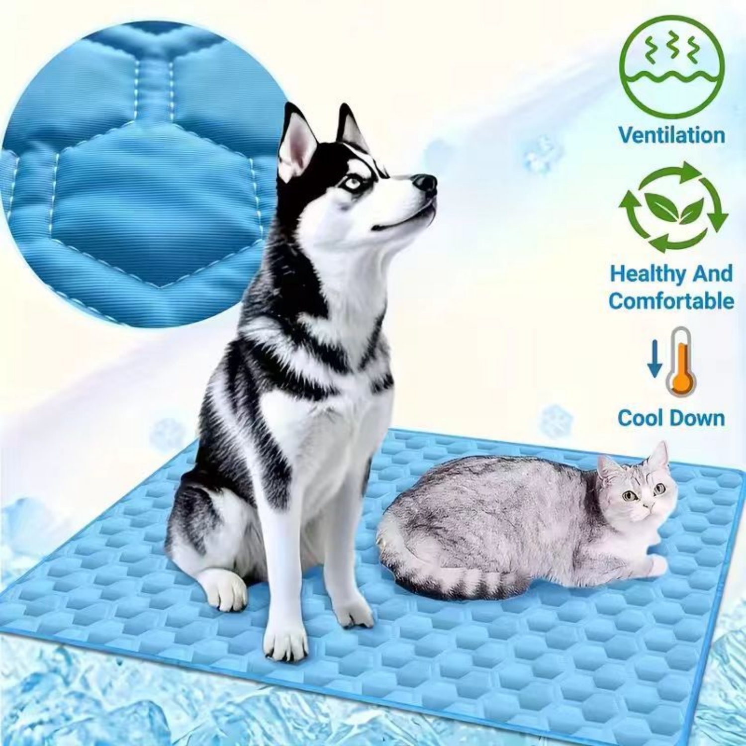 Pet Supplies Dog Wash - Sommer-Kühlmatte für Haustiere, atmungsaktives Eisseide-Hundekissen, waschbare,