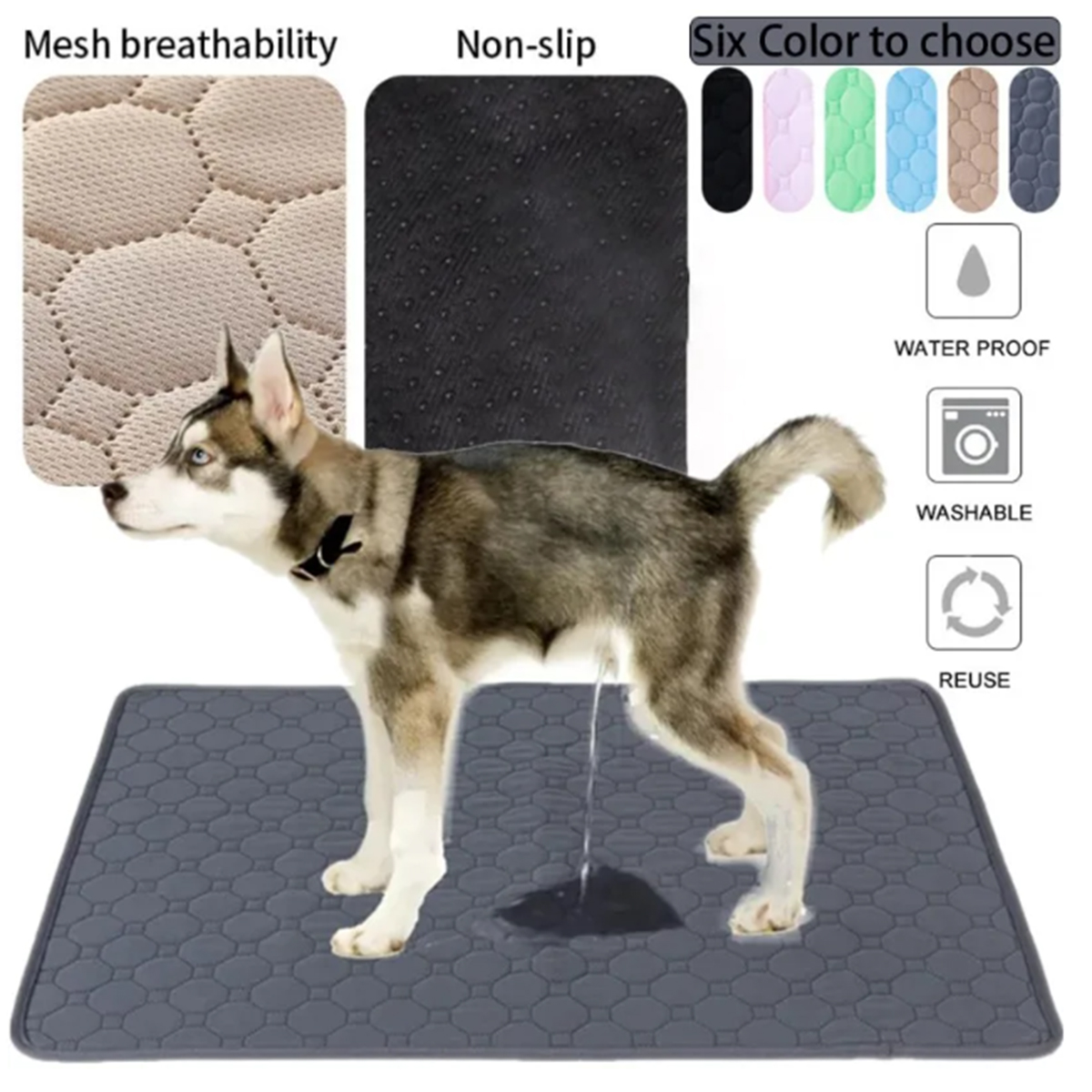 Pet Supplies Dog Wash - Wiederverwendbare Waschbare Hunde-Urinmatte Autositz-Boden-Sofa Wasserdichte Saugfähige
