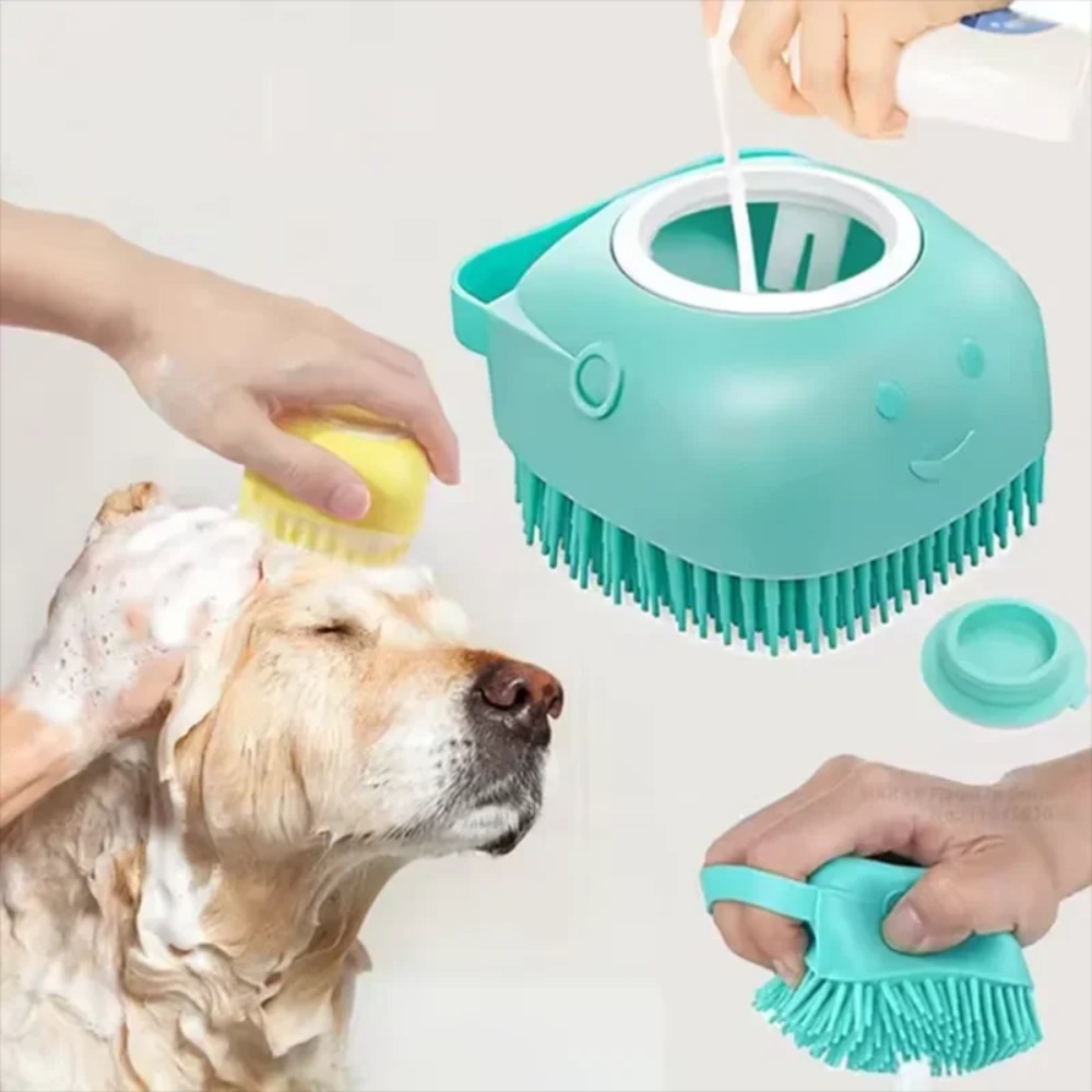 Pet Supplies App - Silikon-Bademassagebürste Multifunktionales Pflegewerkzeug Weiche Haustierzubehörteile für