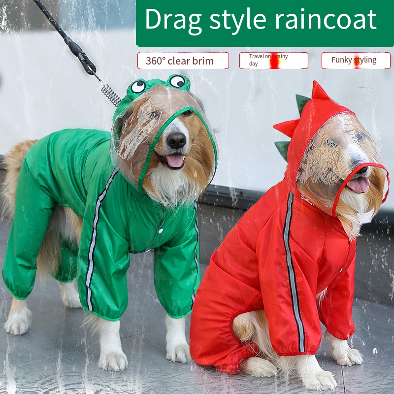 Dog Raincoat - Hunde-Regenmantel, wasserdicht, Dogface, große Hunde-Regenmanteljacke, reflektierend,