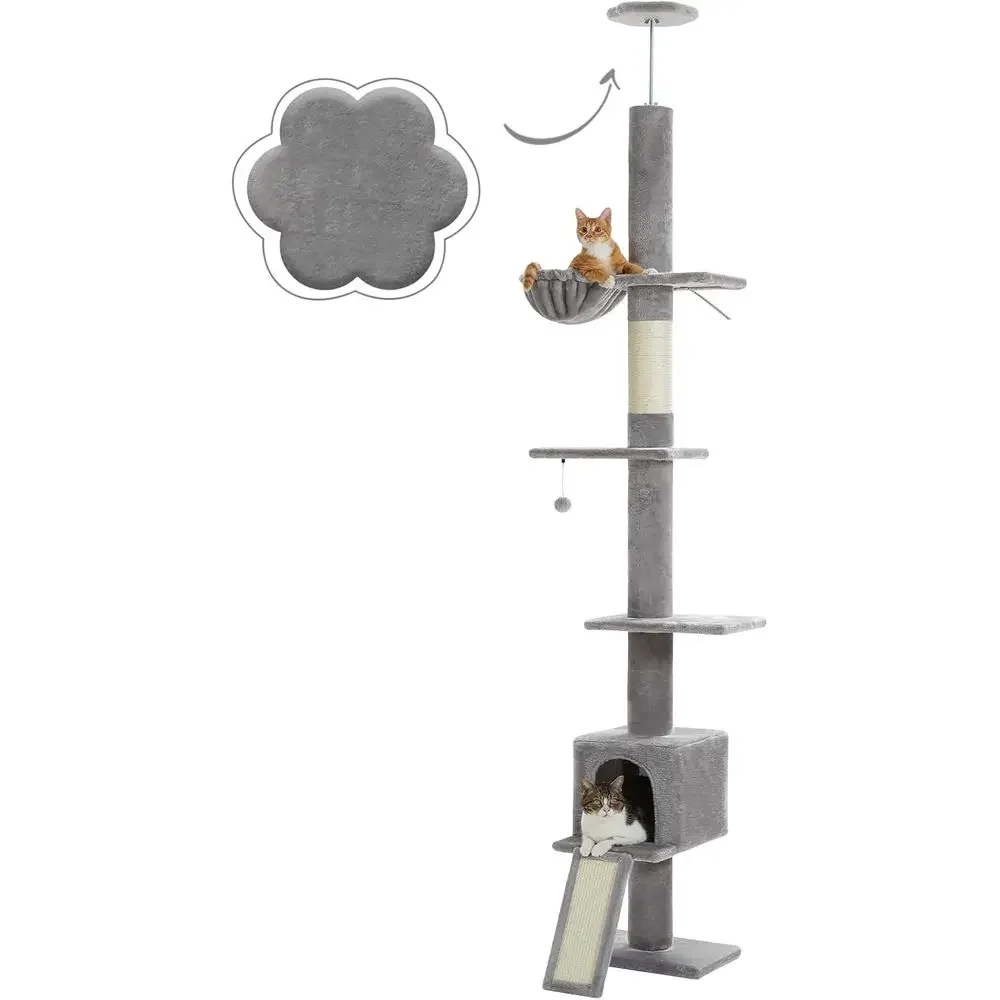 Cat Scratching Post - Verstellbarer 5-Stufiger Kratzbaum, 83-108 cm Höhe,