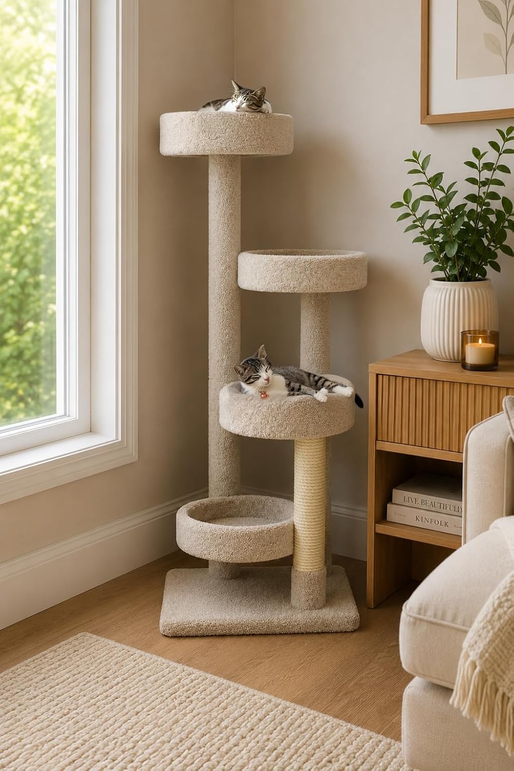 Beigefarbener Kratzbaum mit Kr – Cat Scratching Post Bewertung und Preis